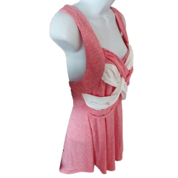 Pink and White Bandeau Style Sleeveless Top Size Large  NEW NWT - Picture 2 of 6